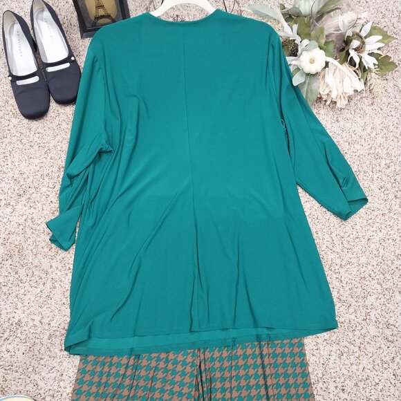 3302 Size 1X Anthony Two Piece Pant Set In Hunter Green and Camel - Picture 6 of 10